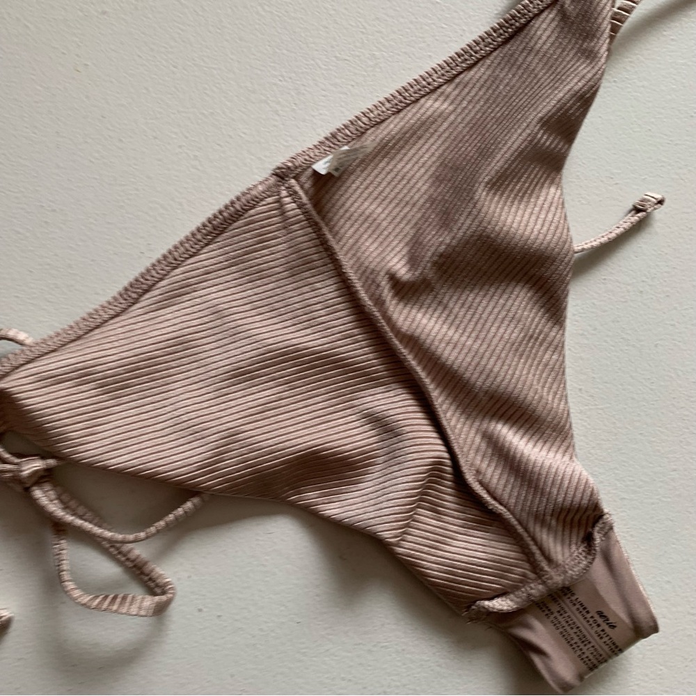 aerie Ribbed Tie-Side Bikini Bottoms in Mauve Taupe - Picture 12 of 12